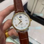 Replica Omega De Ville White Moonphase Dial With Leather Strap 40mm